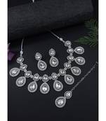 silver plated traditional stone choker necklace jewellery set