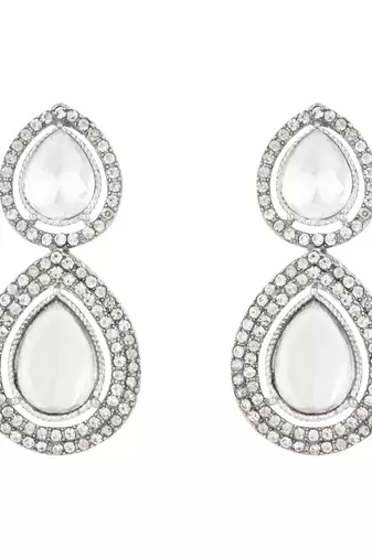 silver plated traditional stone choker necklace jewellery set