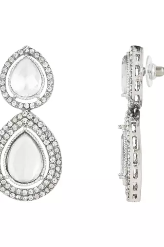 silver plated traditional stone choker necklace jewellery set