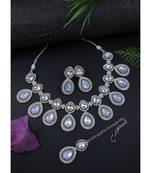 silver plated traditional stone choker necklace jewellery with earrings set