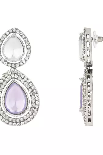 silver plated traditional stone choker necklace jewellery with earrings set