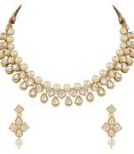 traditional kundan & pearls choker necklace jewellery set with earrings