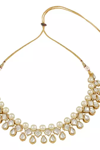 traditional kundan & pearls choker necklace jewellery set with earrings
