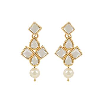 traditional kundan & pearls choker necklace jewellery set with earrings 3