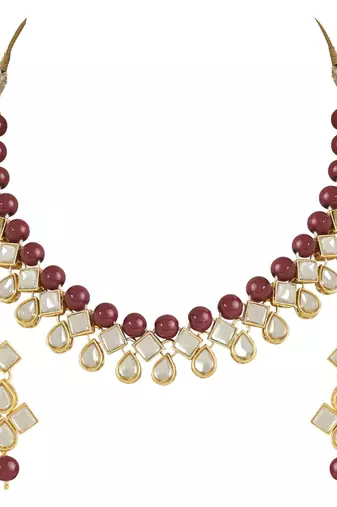 traditional kundan & pearls choker necklace jewellery set with earrings