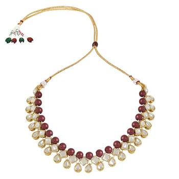 traditional kundan & pearls choker necklace jewellery set with earrings 3