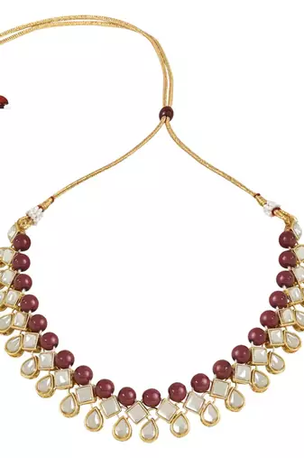 traditional kundan & pearls choker necklace jewellery set with earrings