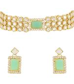 traditional handcrafted stone kundan studded choker necklace jewellery set