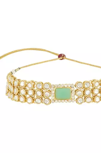 traditional handcrafted stone kundan studded choker necklace jewellery set