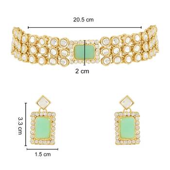 traditional handcrafted stone kundan studded choker necklace jewellery set 5