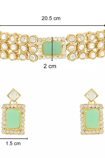 traditional handcrafted stone kundan studded choker necklace jewellery set