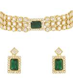 traditional handcrafted stone kundan studded choker necklace jewellery with earrings set