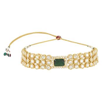 traditional handcrafted stone kundan studded choker necklace jewellery with earrings set 2
