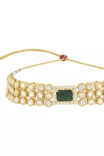 traditional handcrafted stone kundan studded choker necklace jewellery with earrings set