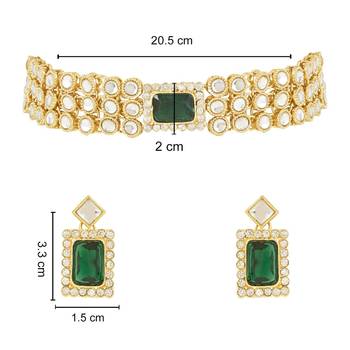 traditional handcrafted stone kundan studded choker necklace jewellery with earrings set 5