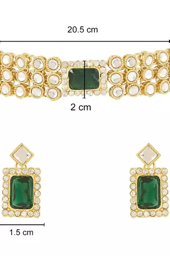 traditional handcrafted stone kundan studded choker necklace jewellery with earrings set