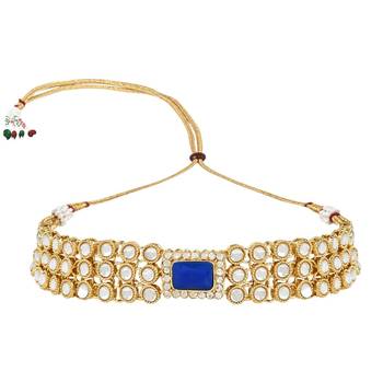 traditional handcrafted stone kundan studded choker necklace jewellery set 3