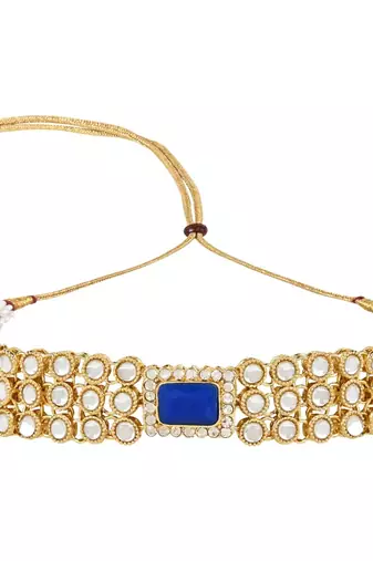 traditional handcrafted stone kundan studded choker necklace jewellery set