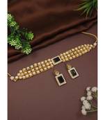 traditional handcrafted stone kundan studded choker necklace jewellery set