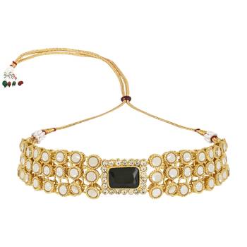 traditional handcrafted stone kundan studded choker necklace jewellery set 3