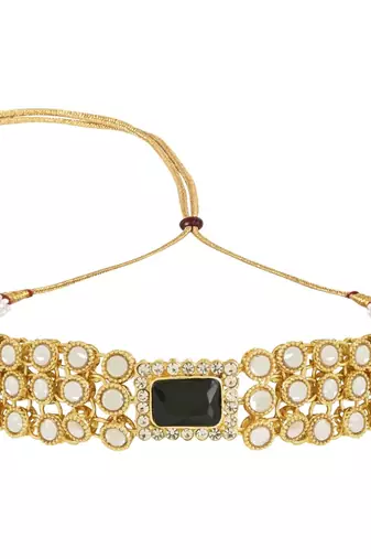 traditional handcrafted stone kundan studded choker necklace jewellery set