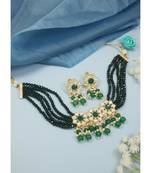 traditional kundan & pearls choker necklace jewellery set with earrings