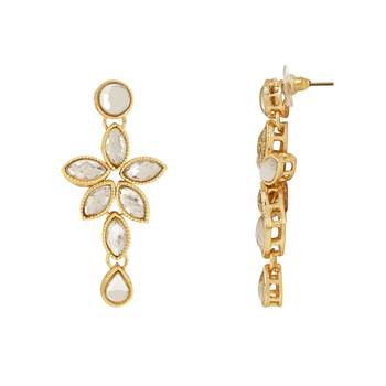 traditional floral design kundan studed necklace jewellery set with earrings for women and girls  5