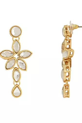 traditional floral design kundan studed necklace jewellery set with earrings for women and girls 