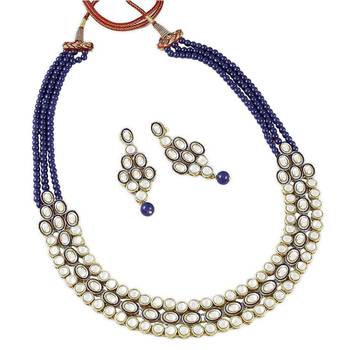 traditional stunning maroon meenakari kundan studded pearl necklace jewellery set with earrings 2