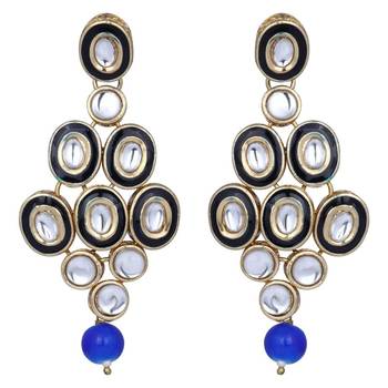 traditional stunning maroon meenakari kundan studded pearl necklace jewellery set with earrings 4