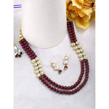 traditional stunning white stone studded layered pearl necklace jewellery set 1