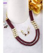 traditional stunning white stone studded layered pearl necklace jewellery set