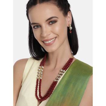 traditional stunning white stone studded layered pearl necklace jewellery set 2