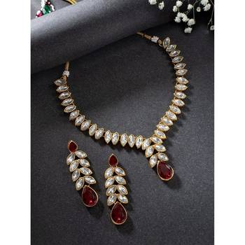 traditional blue stone studded necklace jewellery set with dangle earrings 2