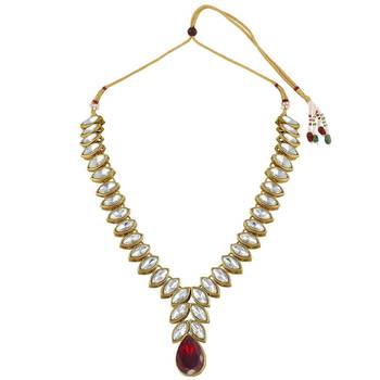 traditional blue stone studded necklace jewellery set with dangle earrings 4
