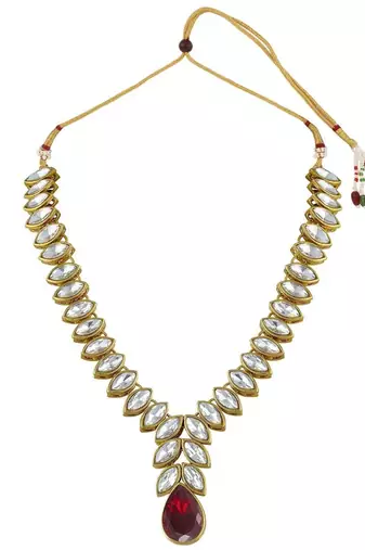 traditional blue stone studded necklace jewellery set with dangle earrings