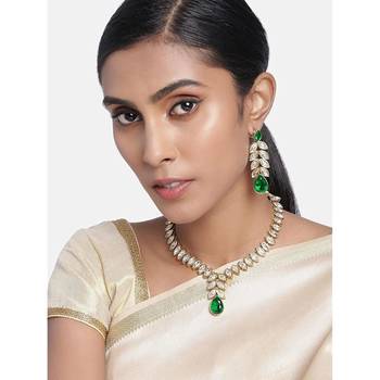 traditional blue stone studded necklace jewellery set with dangle earrings 1