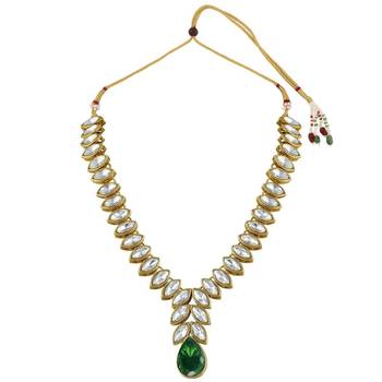 traditional blue stone studded necklace jewellery set with dangle earrings 6
