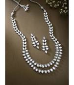 silver plated traditional 2 layered long kundan studded necklace jewellery set