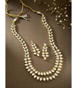traditional 2 layered long kundan studded necklace jewellery set with earrings