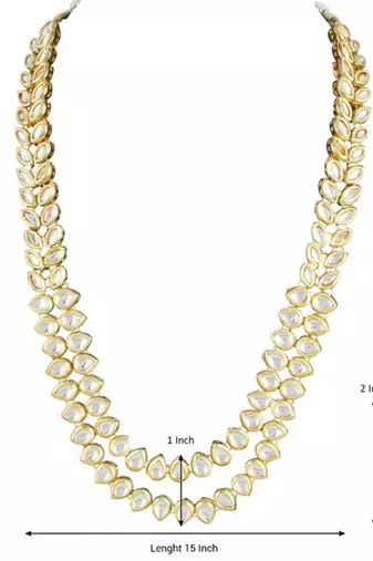 traditional 2 layered long kundan studded necklace jewellery set with earrings
