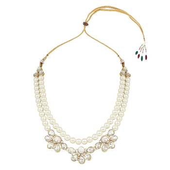 traditional kundan & pearls necklace jewellery set with earrings 2