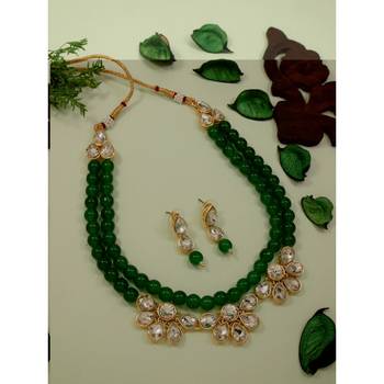 traditional kundan & pearls necklace jewellery set with earrings 1