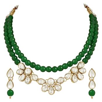 traditional kundan & pearls necklace jewellery set with earrings 2