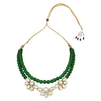 traditional kundan & pearls necklace jewellery set with earrings 3