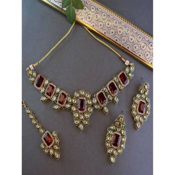 traditional kundan & stone studded choker necklace jewellery set 1