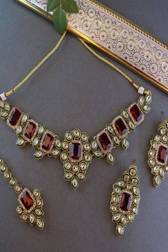 traditional kundan & stone studded choker necklace jewellery set