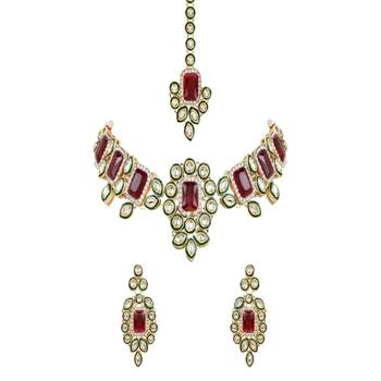 traditional kundan & stone studded choker necklace jewellery set 2