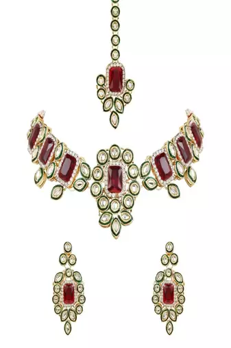 traditional kundan & stone studded choker necklace jewellery set