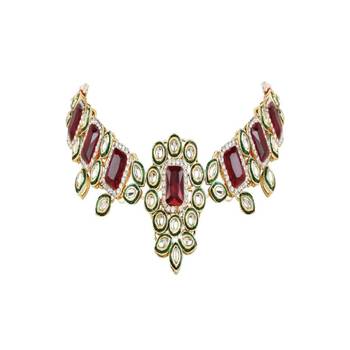 traditional kundan & stone studded choker necklace jewellery set 3
